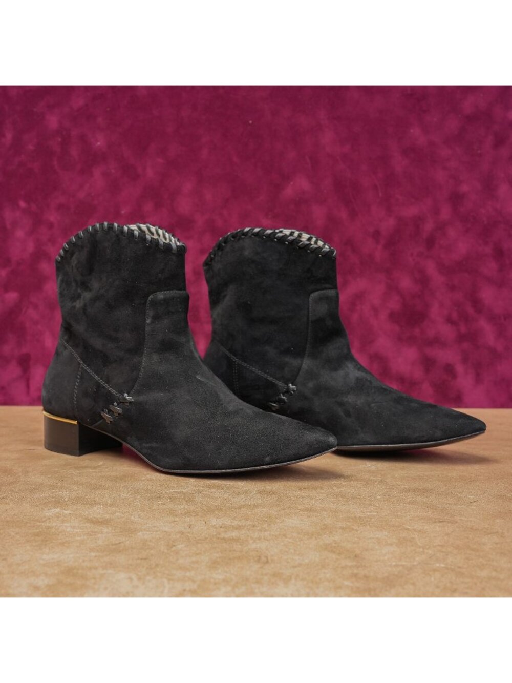 Bruno Magli Women Marlene Western Black Suede Ankle Boots size 11US EUR41